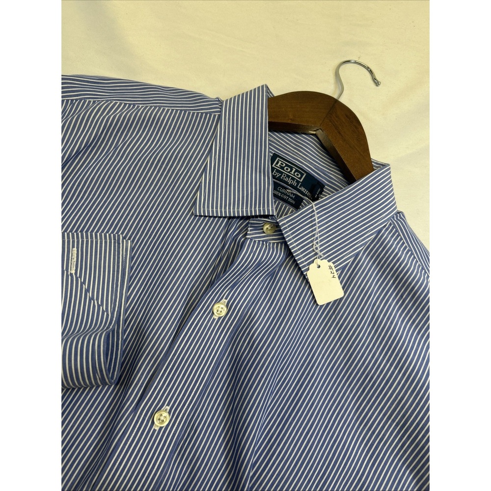 Polo Ralph Lauren Curham Blue Striped Long Sleeve Button Down Shirt Mens 17.5-35